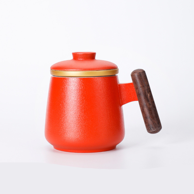 木柄有蓋濾茶杯